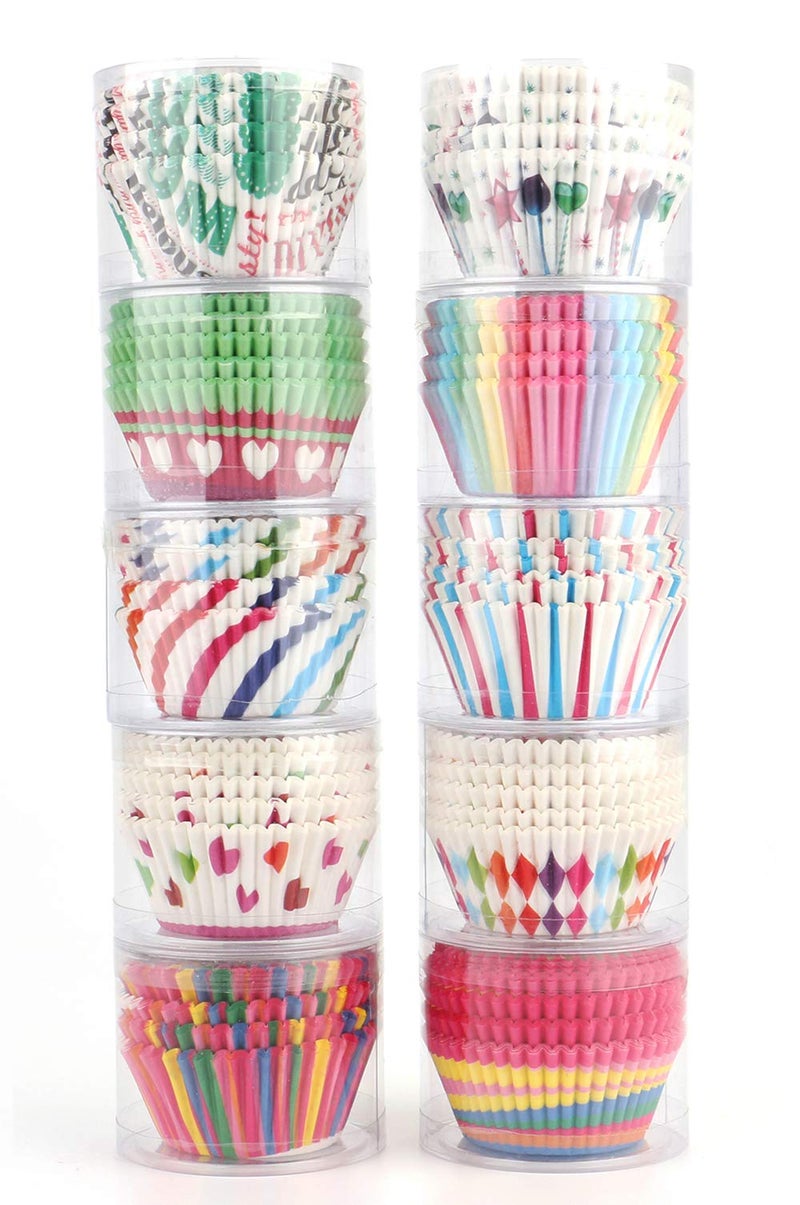 Tosnail 1000 Pack Paper Baking Cups Cupcake Liners Muffin Liner - Assorted 10 Styles - Image 1